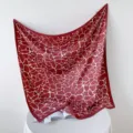 Red and white patterned square scarf, lightweight and stylish for spring and summer wear. - Vermilion Glaze Crackle RY-34