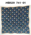 Blue and black geometric silk square scarf, elegant satin neckerchief for women and girls daily wear. - 70*70cm / Blue Simple Style RY-61