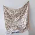 French vintage abstract stone pattern square scarf, lightweight thin chic neckerchief for women. - Brown Crackle RY-36