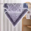 Black and white paisley pattern bandana square scarf, lightweight summer head wrap and shawl. - RY-44