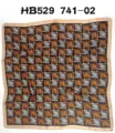 Women imitation silk small square scarf retro geometric pattern satin neckerchief accessory - 70*70cm / Coffee Simple Style RY-62