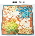 70cm simulation silk floral square scarf for women, elegant blue and yellow print neckerchief. - 70*70cm / Orange and Blue Floral Pattern RY-58