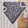 Black and white paisley print satin square scarf, lightweight summer fashion bandana. - RY-50