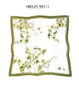 Imitation silk small square scarf with botanical print, elegant green border women neckerchief. - 70*70cm / Teal Flower Branch Pattern RY-51