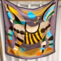Luxury 100% silk square scarf featuring elegant equestrian geometric print, 90x90cm versatile wrap. - Purple Luxury Elegance RY-40