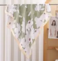 Green floral print silk satin square scarf for women, 90cm thin fashion neckerchief shawl. - Magnolia on Cyan RY-64