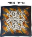 Women 70cm imitation silk square scarf with golden fern and floral print satin neckerchief. - 70*70cm / Black Radial Fern Leaf Pattern RY-64