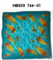 Elegant blue silk square scarf with golden fern leaf print, versatile satin neckerchief accessory. - 70*70cm / Blue Radial Fern Leaf Pattern RY-63