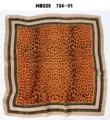 Women satin square scarf with classic leopard print and elegant geometric border design. - 70*70cm / Orange Leopard Print RY-56