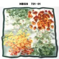 Elegant 70cm silk square scarf with vibrant floral print, perfect women satin neckerchief. - 70*70cm / Cyan Blue Floral Pattern RY-59