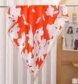 Orange Floral Print Square Scarf Silk Feel Women Fashion Neck Scarf Variant 90cm - Magnolia on Orange RY-61