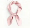 Solid pink silk square scarf for women, elegant soft satin neckerchief for daily chic wear. - 53x53cm / Pink Bean Paste Color