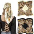 90cm Satijn Zijde Vierkante Sjaal Vintage Paisley Hoofddoek Modieuze Haarband Dames - Stijl 004