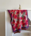 Cozy autumn winter floral fringe shawl scarf oil painting design thick warm fashion wrap. - Red Sunflower