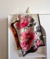 Thickened floral print winter shawl scarf, oil painting botanical design, warm gift. - Pink Peony