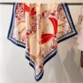 Klassieke konijn bloemen print 70cm vierkante zijden sjaal, stijlvolle dames halsdoek. - RY-03