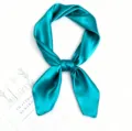 Solid color mulberry silk small square scarf, elegant turquoise neckerchief for women. - 53x53cm / Pink and Pea Green