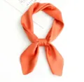 Solid orange silk square scarf for women, elegant neckerchief for daily wear and styling. - 53x53cm / Coral Orange