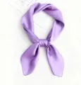 Purple solid color silk square scarf, premium satin neckerchief variant for women daily wear. - 53x53cm / Taro Purple