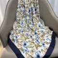 Women imitation silk small square scarf with elegant butterfly pattern draped on chair main view - RY-32
