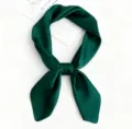 Dark green pure silk square scarf for women, elegant solid color satin neckerchief 70cm - 53x53cm / Dark Green