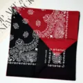 Red black split paisley bandana 100% cotton square scarf vintage western cowboy neckerchief - 54*54CM / Red & Black