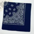 Navy blue paisley bandana scarf classic vintage cotton square headwear neckerchief - 54*54CM / RY-07