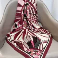 Elegante zijde-achtige vierkante sjaal met moderne geometrische print voor stijlvolle dames. - RY-02