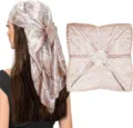 Silk satin square headscarf paisley hair wrap for women elegant vintage fashion accessory - Style 020