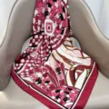Elegante vrouwen bedrukte twill zijde vierkante sjaal, stijlvol geometrisch ontwerp. - RY-04