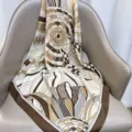 Chic geometric print silk scarf for women, versatile soft headscarf for stylish outfits. - RY-06