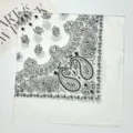 Black and white paisley bandana, vintage western cowboy cotton square scarf for stylish wear. - 54*54CM / RY-14