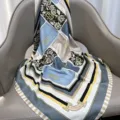 Women's geometric floral printed silk scarf elegant neckerchief stylish fashion accessory. - RY-08