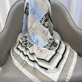 Silk feel square scarf with luxury bag print, chic women neckerchief and stylish shirt accessory. - RY-10