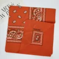 Orange paisley cotton bandana, retro western cowboy square scarf, stylish digital print neckerchief. - 54*54CM / RY-11