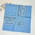 Light blue paisley cotton bandana vintage western cowboy square scarf head wrap stylish neckerchief - 54*54CM / RY-12