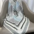 Simulation silk scarf featuring geometric bag and chain print design, elegant and stylish accessory. - RY-12