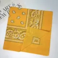 Yellow paisley cotton bandana, retro western cowboy square scarf, stylish head wrap for daily wear. - 54*54CM / RY-03