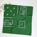 Green cotton paisley bandana head wrap scarf for women and men, vintage western square. - 54*54CM / RY-05