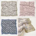 Pañuelo cuadrado efecto seda, elegante estampado floral de mariposas, accesorio suave. - RY-28