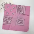 Pink cotton bandana with classic paisley vintage print for women and men western style - 54*54CM / RY-15