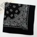 Black cotton paisley bandana, vintage western cowboy headscarf, stylish square scarf - 54*54CM / RY-17