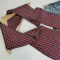 Men's luxury silk scarf necktie ribbon stylish red black geometric wave pattern suit accessory - Wine Red & Black Wave Geometric Pattern