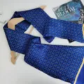 Men's luxury silk neck ribbon scarf blue geometric pattern elegant business gift accessory - Royal Blue Contrast Geometric Pattern