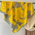 Yellow floral print square scarf retro vintage silk scarf for women stylish accessory - Maple Leaf Flower-Yellow