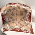 Femme 70cm soie carré foulard élégant écureuil floral imprimé rétro tour de cou - Écureuil au pays des fleurs RY-10