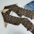 Men's silk neck scarf with vintage paisley print, elegant dark long scarf for business suits. - Dark Brown Paisley Pattern