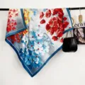 Elegant 90cm floral print silk scarf stylish women square shawl neckerchief accessory. - RY-26