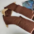 Retro brown silk long scarf for men luxury vintage suit ribbon business gift box accessory - Caramel Brown Geometric Tiny Pattern