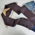 Men's retro silk long scarf with geometric print, elegant business necktie accessory. - Navy Contrast Circular Small Floral Pattern